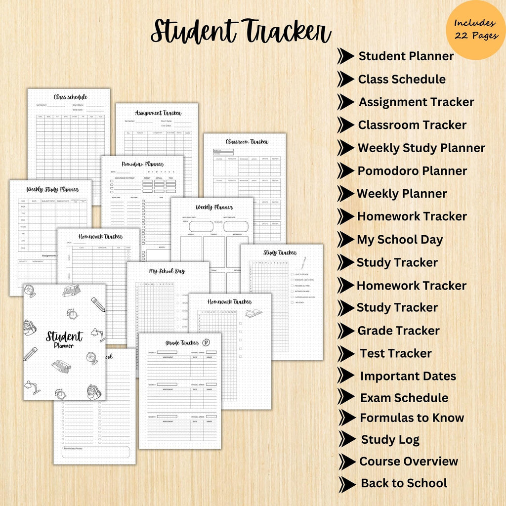 Academic Organizer — Student Planner Bundle, Aesthetic Student Planner, Minimalist Homework, Assignment and... | Bloom Joyfully printable
