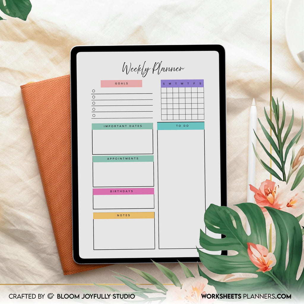 Digital Planner — Weekly Planner PRINTABLE, Weekly To Do List, Weekly Habit Tracker, Weekly Goal Planner, M... | Bloom Joyfully printable