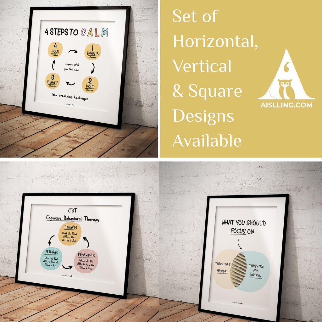 Act — Set of 6 Prints, Grateful Prints, POSTER/CARD, ADHD, Autism, coping skills, mental health, therapeuti... | Mindfulness printable