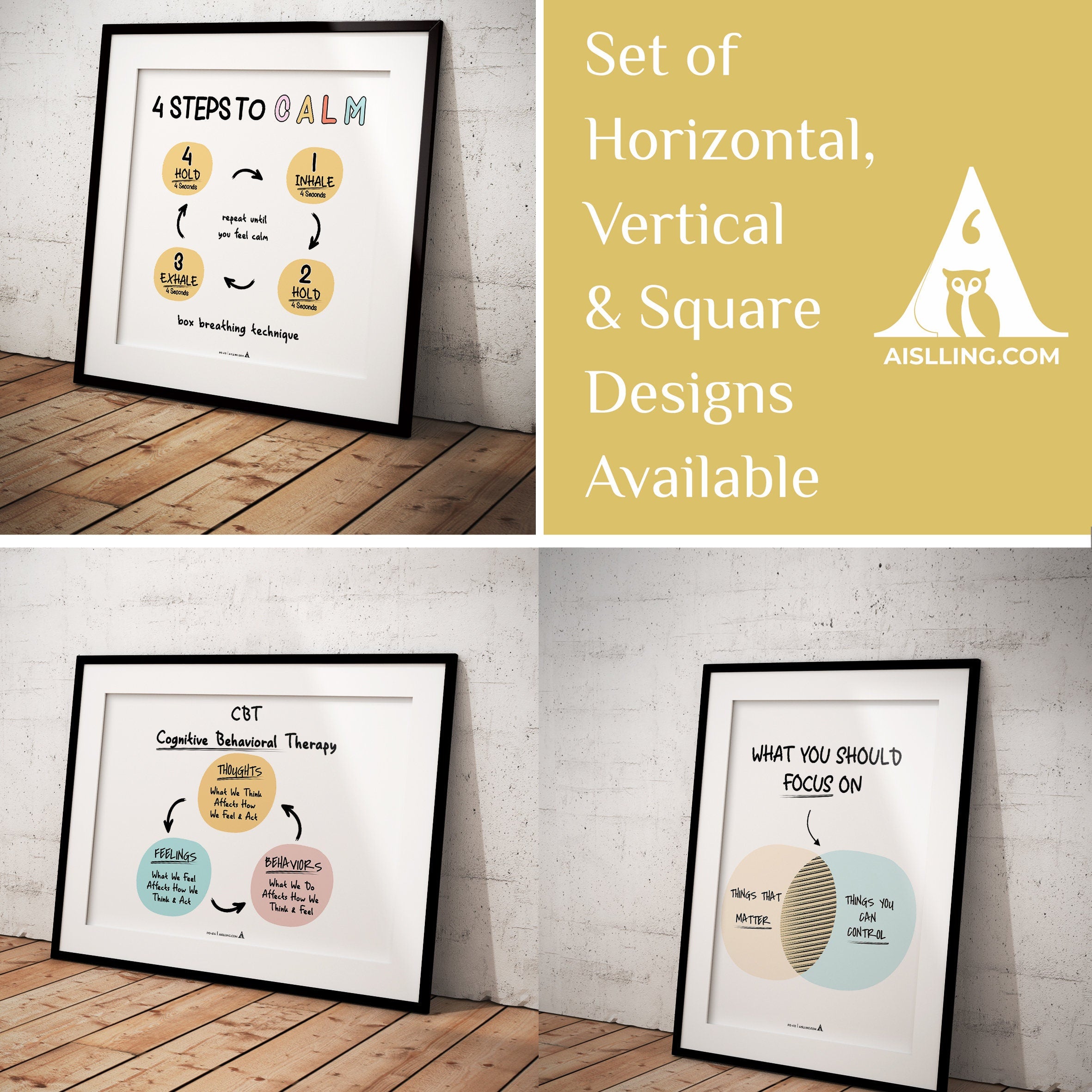 Act — Set of 6 Prints, Grateful Prints, POSTER/CARD, ADHD, Autism, coping skills, mental health, therapeuti... | Mindfulness printable