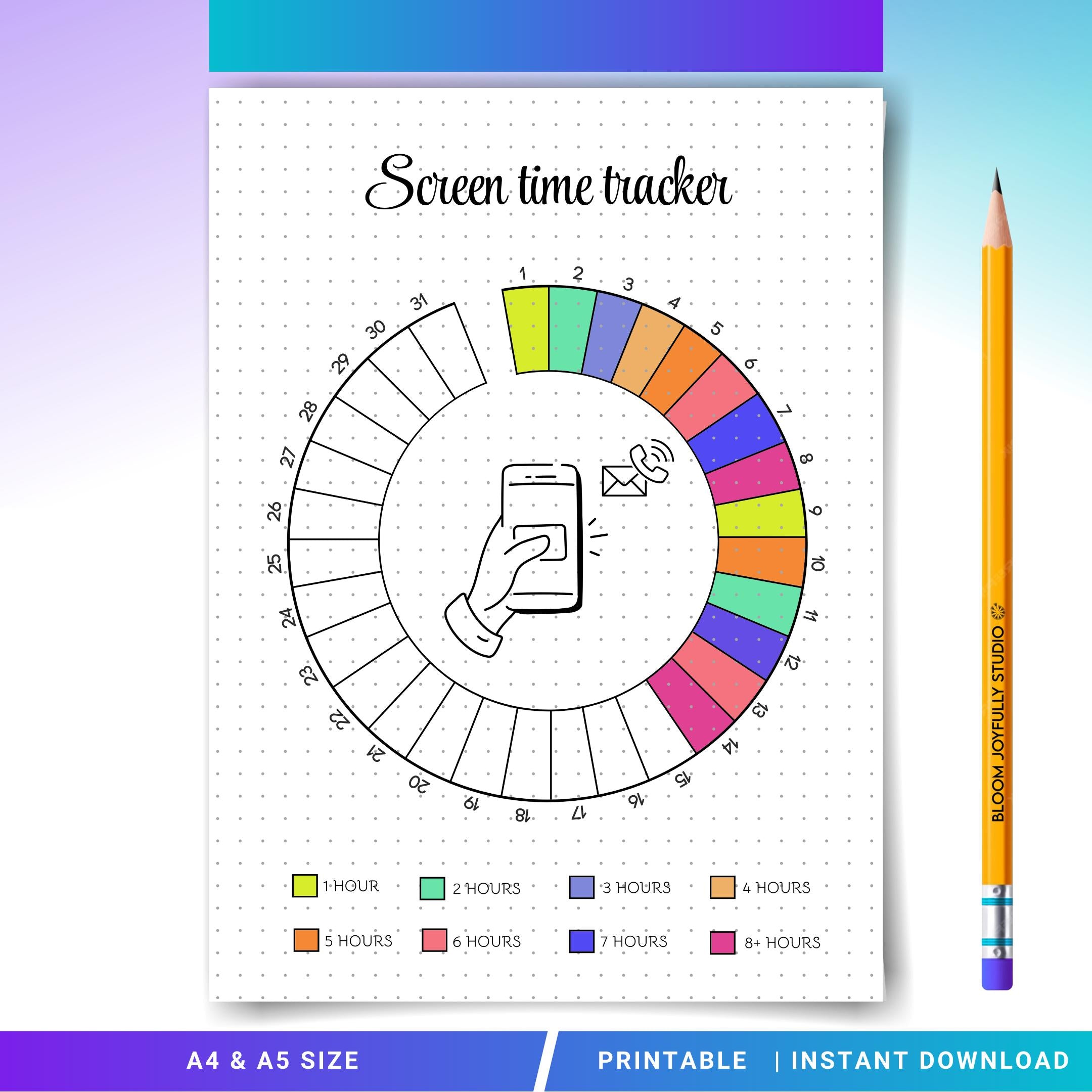 Adhd Tracker — Screen Time Tracker PRINTABLE, Digital Detox Planner, Reduce Phone Usage Log, Productivity P... | Bloom Joyfully printable