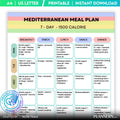 Mediterranean 1500 Calorie 7 Day Meal Plan Printable, Mediterranean Meal Plan 1500 Cal, Mediterranean Groce... | Nutri Track printable