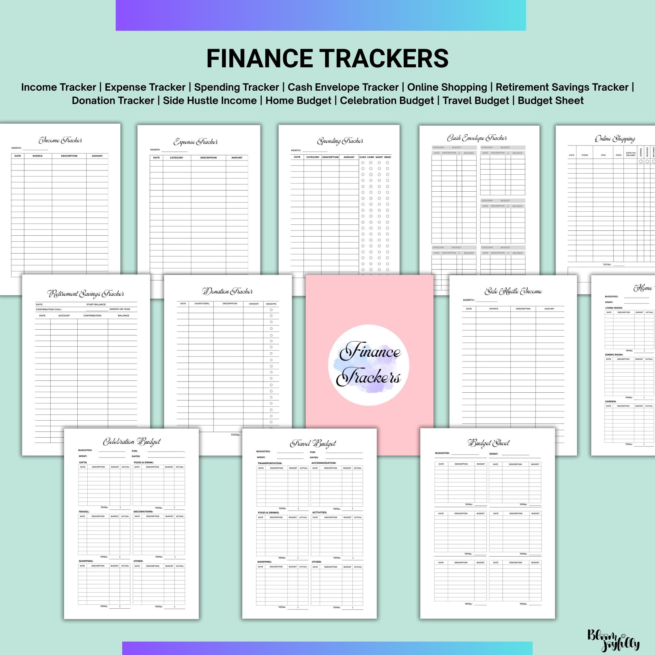 Bill Tracker — Budget Planner PRINTABLE, Financial Planner, Finance Tracker Bundle, Budget, Savings, Debt, ... | Bloom Joyfully printable