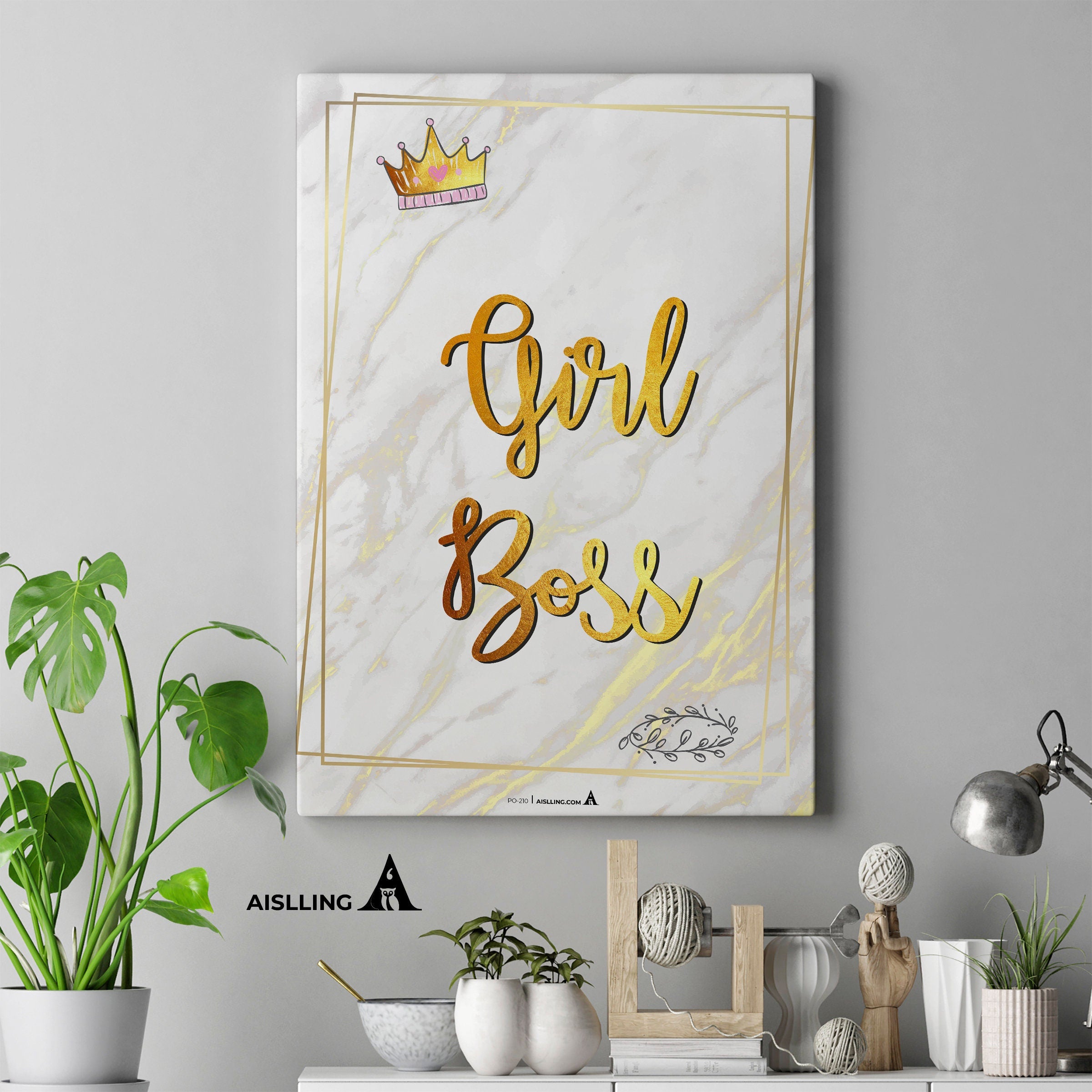 Aislling — Girl Boss, gold line Quote Poster Printables Inspirational Quote Poster Motivational Art Famous ... | Aislling printable