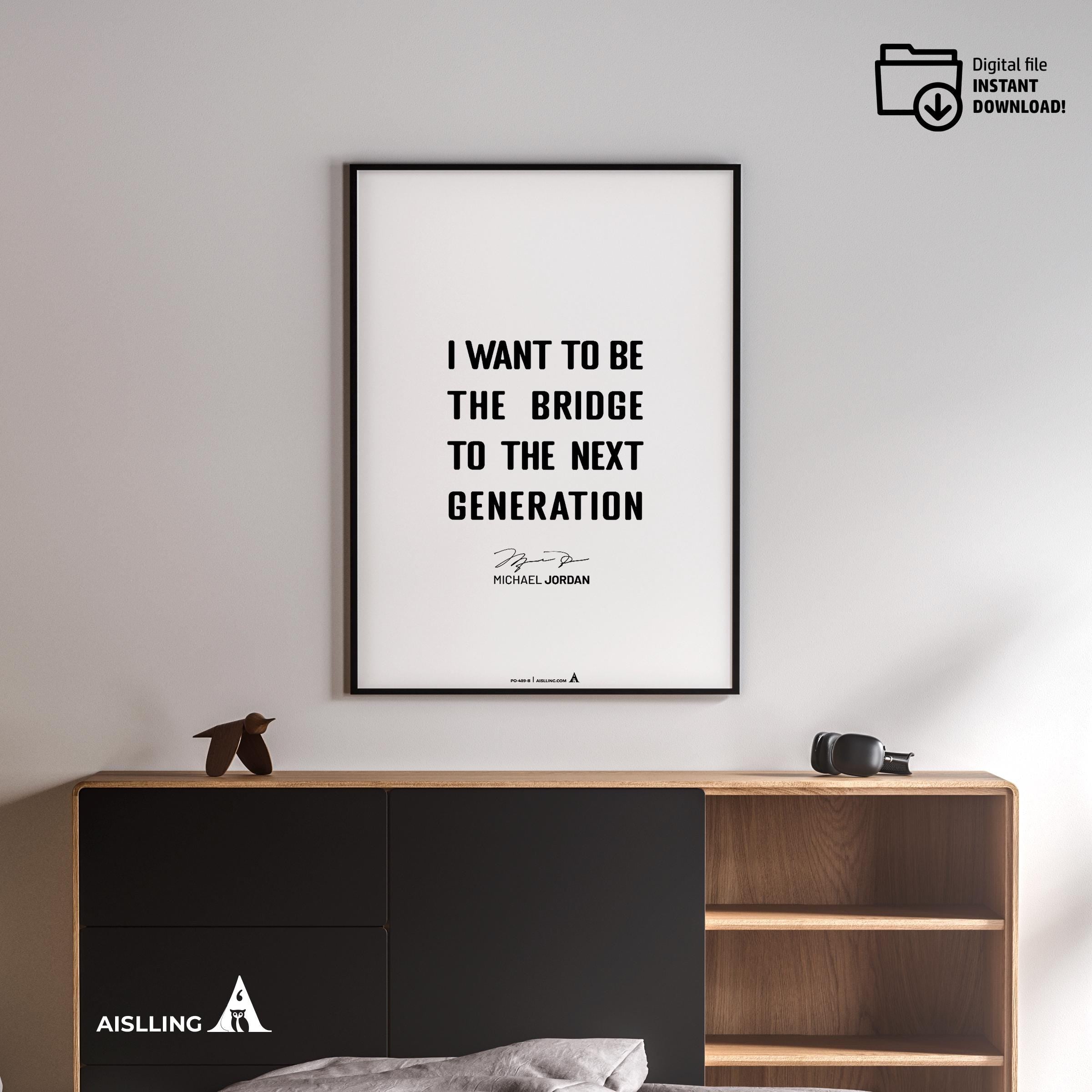 Athlete Quote — Michael Jordan Quote Printable Wall Art, "I want to be perceived", Motivational Basketball ... | Aislling printable