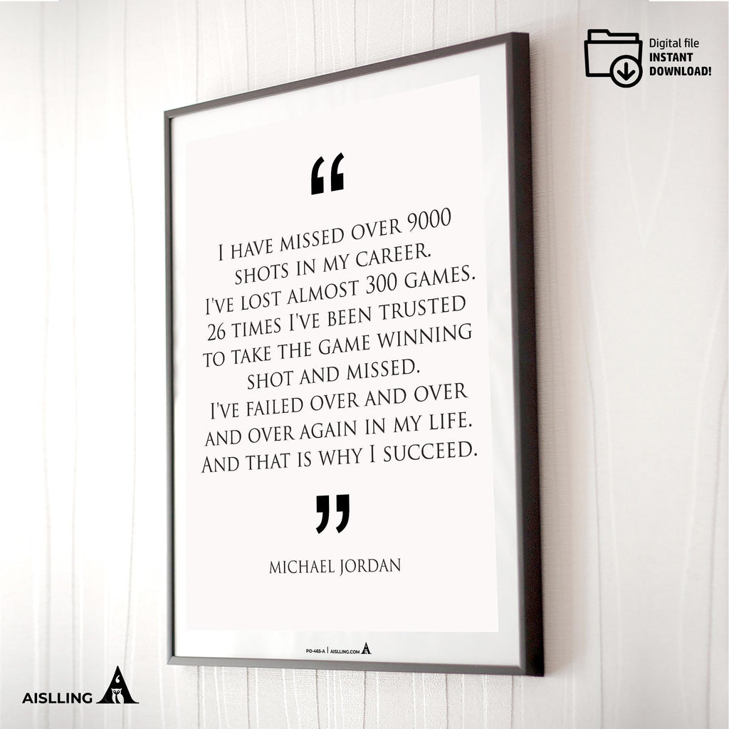 Aislling — Digital Printable Wall Art Inspirational Quotes Jordan Mentality Poster Basketball Quote Michael... | Aislling printable