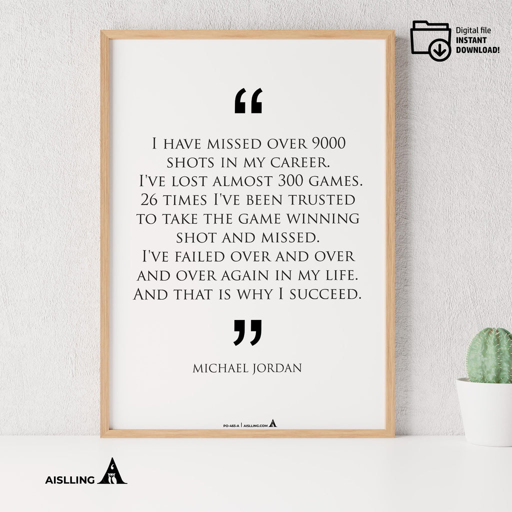 Aislling — Digital Printable Wall Art Inspirational Quotes Jordan Mentality Poster Basketball Quote Michael... | Aislling printable