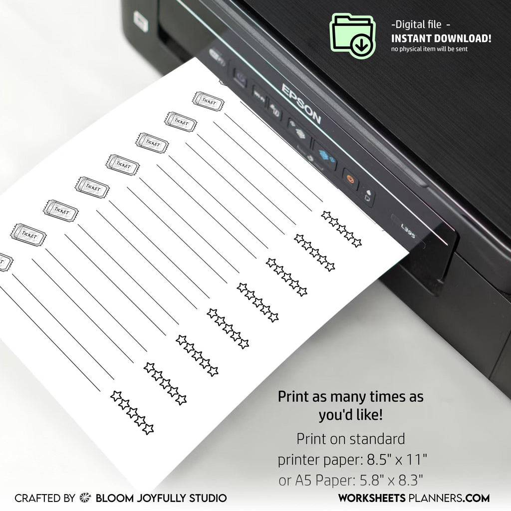 A5 Printable — Movie Review PRINTABLE, Movie Review Log, Movie Night, Film Lovers, Watch & Rate Films, Fill... | Bloom Joyfully printable