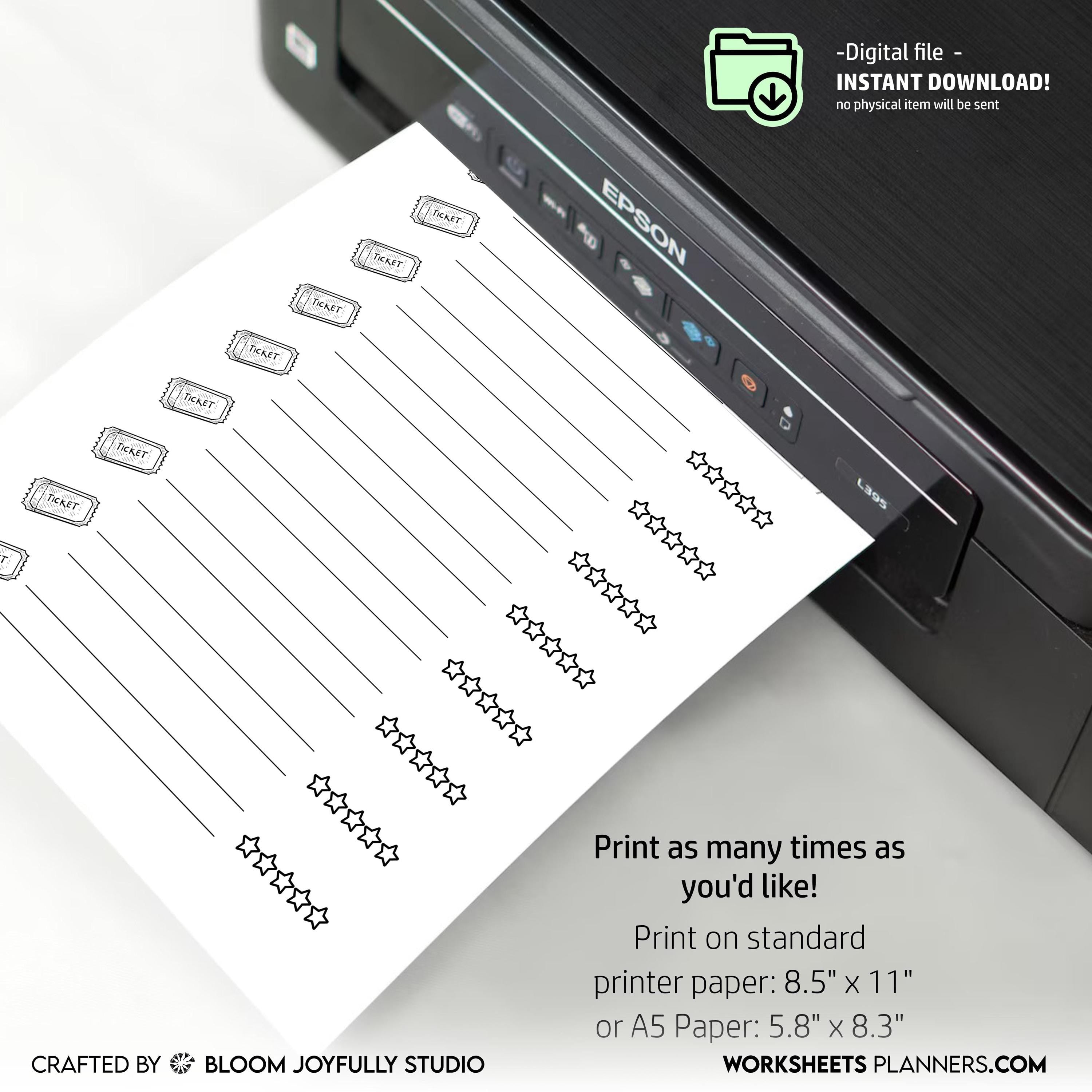 A5 Printable — Movie Review PRINTABLE, Movie Review Log, Movie Night, Film Lovers, Watch & Rate Films, Fill... | Bloom Joyfully printable