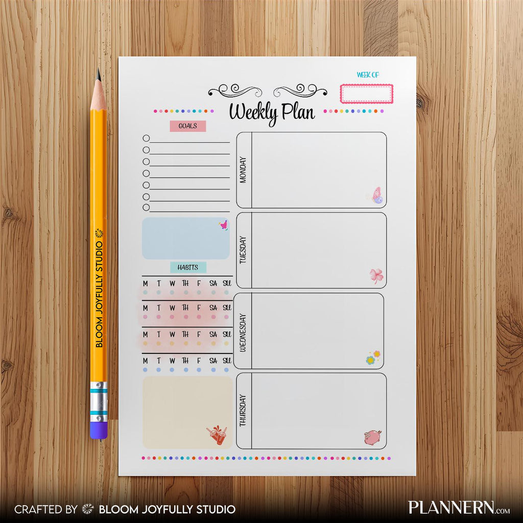 Digital Planner — Weekly Planner Tracker Printable, Weekly Planner, Goal Setting Worksheet, Productivity Pl... | Bloom Joyfully printable