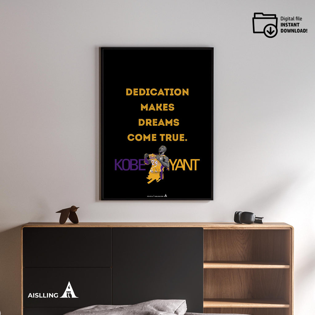 Kobe Bryant Mamba Mentality Quote Print printable quote poster | image | Instant Download for The ultimate gift for basketball moms