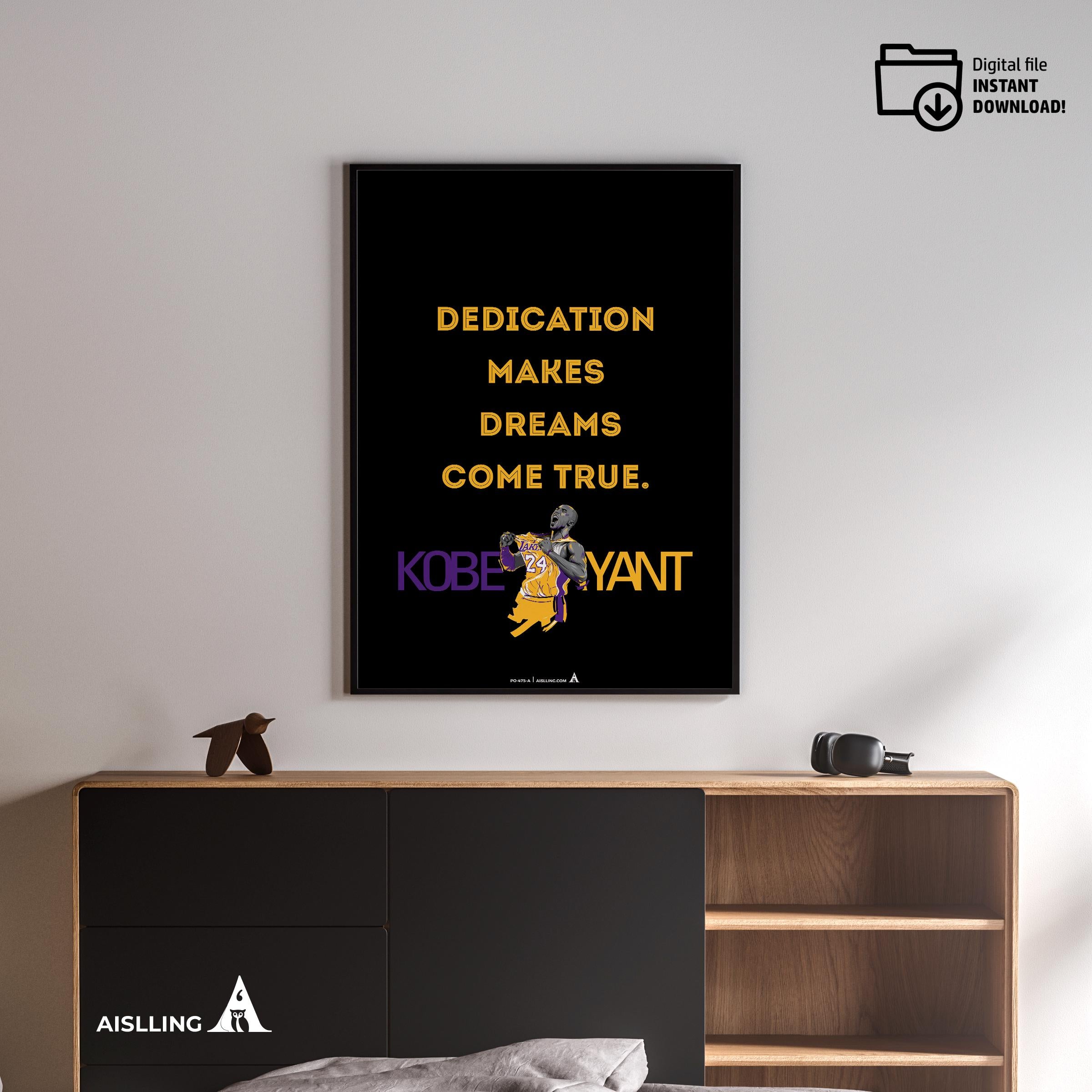 Kobe Bryant Mamba Mentality Quote Print printable quote poster | image | Instant Download for The ultimate gift for basketball moms