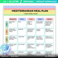 Mediterranean 7 Day Meal Plan Printable, Mediterranean Diet Meal Plan, Mediterranean Healthy Diet Plan, Dig... | Nutri Track printable