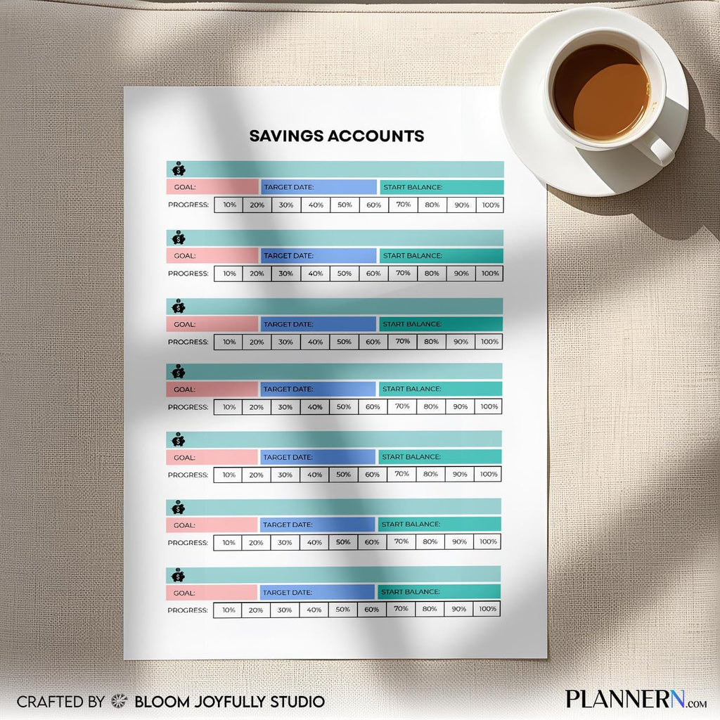 Budget Printable — Savings Account Tracker PRINTABLE, Monthly Savings Planner, Budget Insert PDF Download, ... | Bloom Joyfully printable