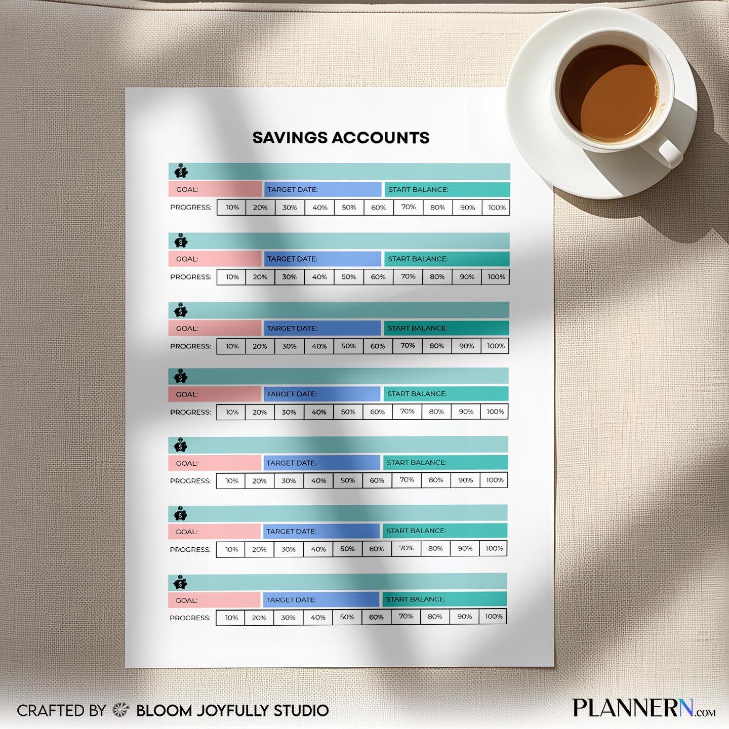 Budget Printable — Savings Account Tracker PRINTABLE, Monthly Savings Planner, Budget Insert PDF Download, ... | Bloom Joyfully printable