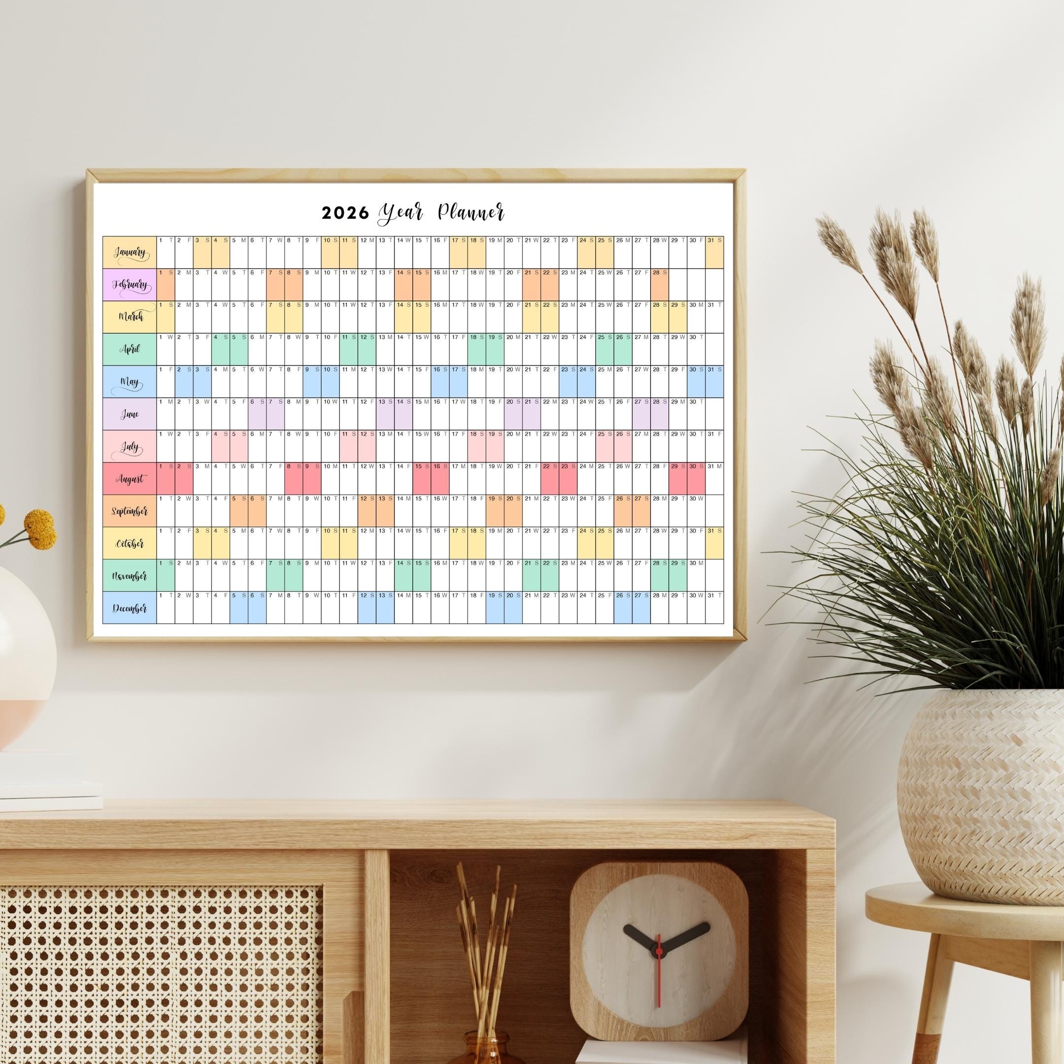 2026 Planner — 2026 PRINTABLE Wall Calendar, Dated Calendar, PDF, Different Sizes Available, Plan Your Day ... | Bloom Joyfully printable
