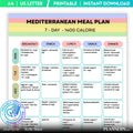 Mediterranean 1400 Calorie 7 Day Meal Plan Printable, Mediterranean Meal Plan 1400 Cal, Mediterranean Groce... | Nutri Track printable