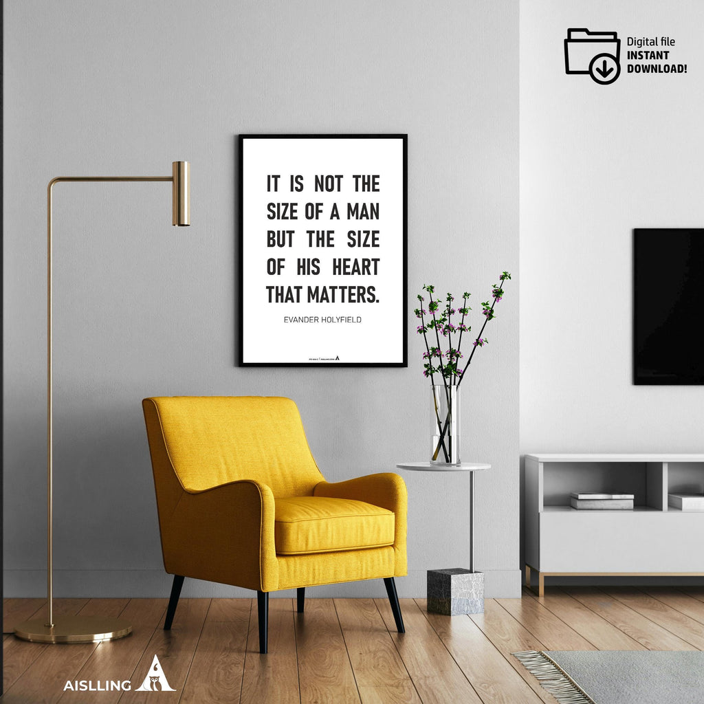 Aislling — Inspirational Quote Wall Art for Boys Room, "It's Not the Size of a Man", Black & White Printabl... | Aislling printable