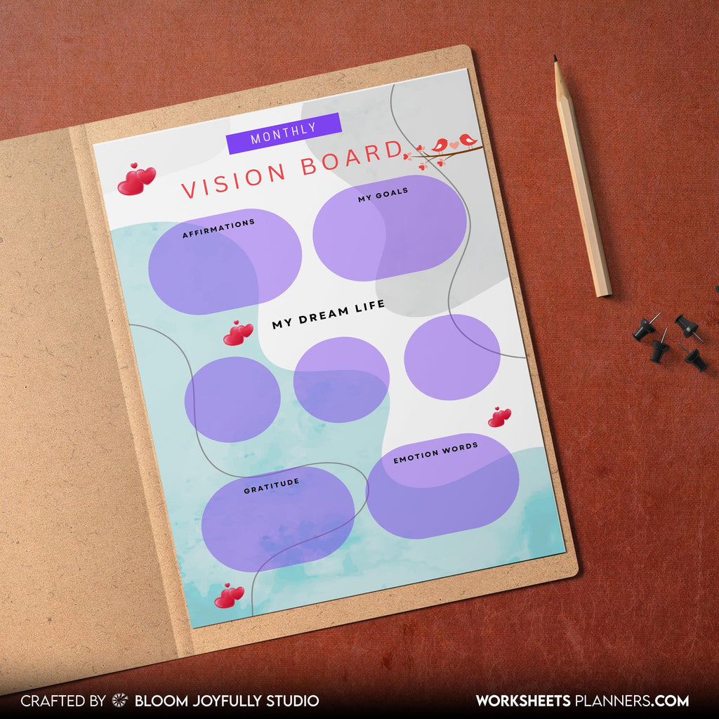 2026 Goals — 2026 Monthly VISION BOARD, Goals, Affirmations, Emotions, Dream Life, Gratitude, Printable PDF... | Mindfulness printable
