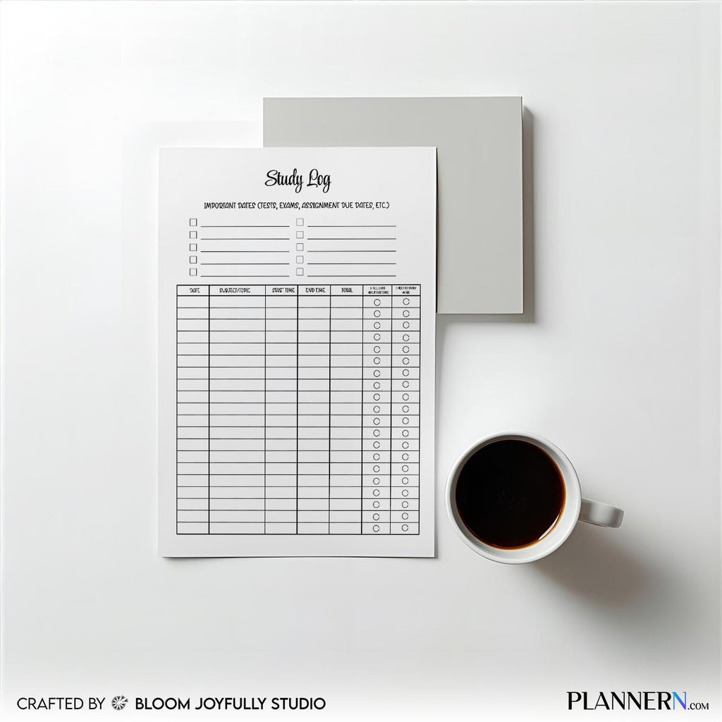 Academic Planner — Study log Tracker Printable, Study Planner Sheet, Student Study Organiser, Study Routine... | Bloom Joyfully printable