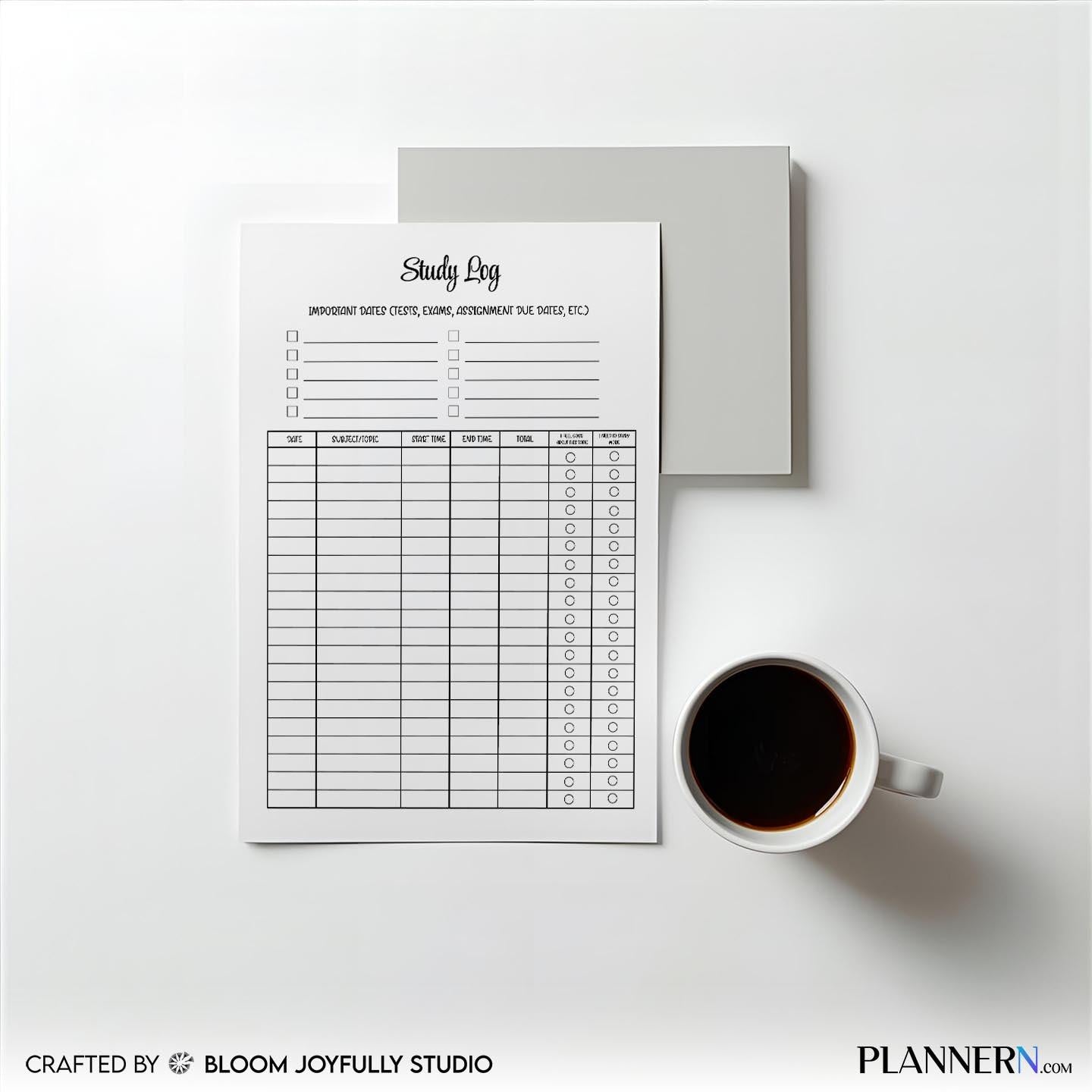 Academic Planner — Study log Tracker Printable, Study Planner Sheet, Student Study Organiser, Study Routine... | Bloom Joyfully printable