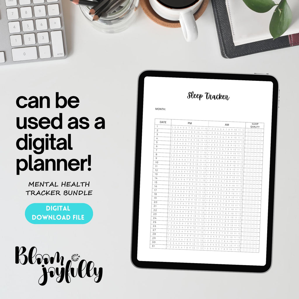 Anxiety Tracker — MENTAL HEALTH TRACKER Bundle, Digital Planner Pages, Printable Planner, A4 & A5 Size | Mindfulness printable