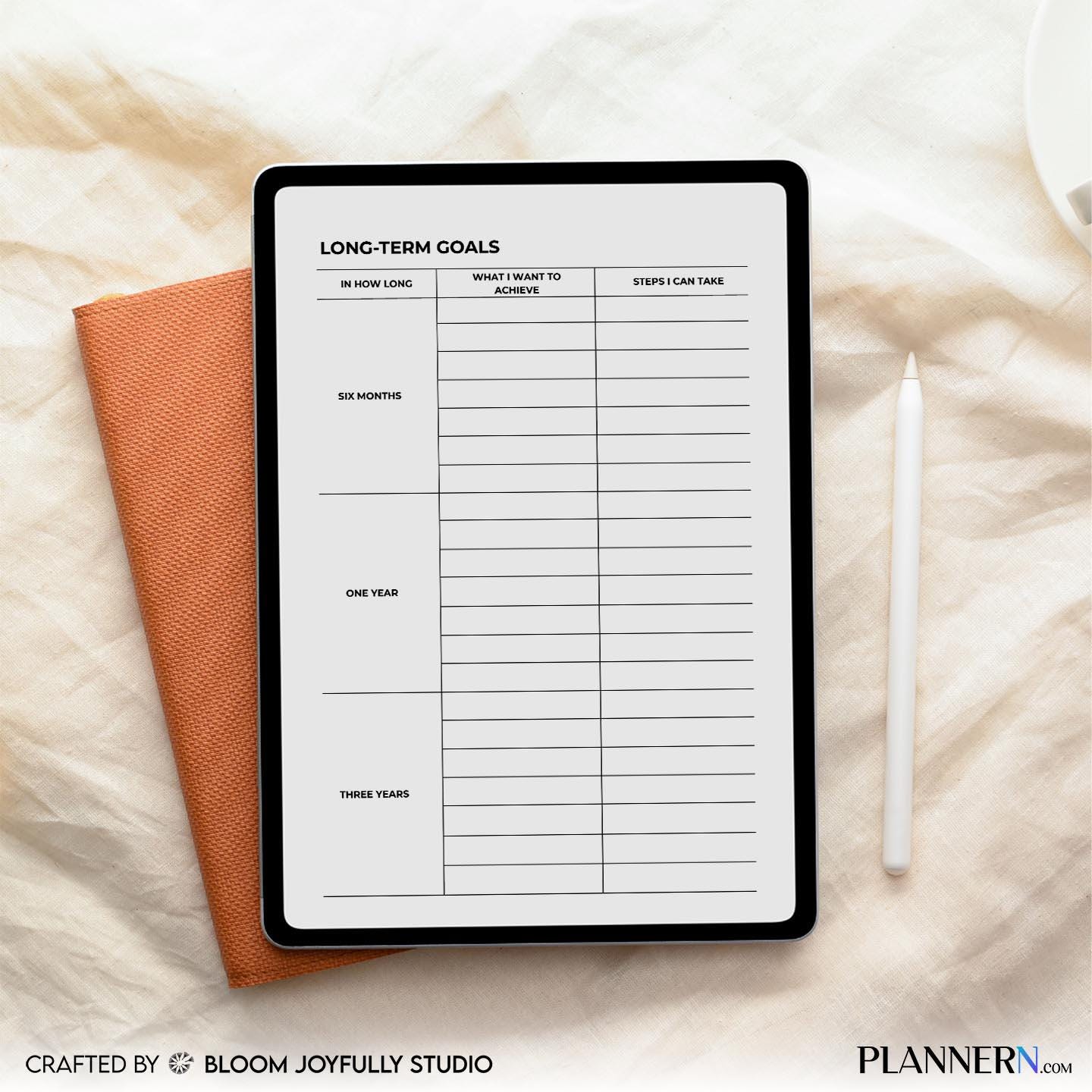 Digital Planner — Long Term Goals Planner PRINTABLE, Goal Setting, Life Planner, Productivity Tracker, Self... | Bloom Joyfully printable