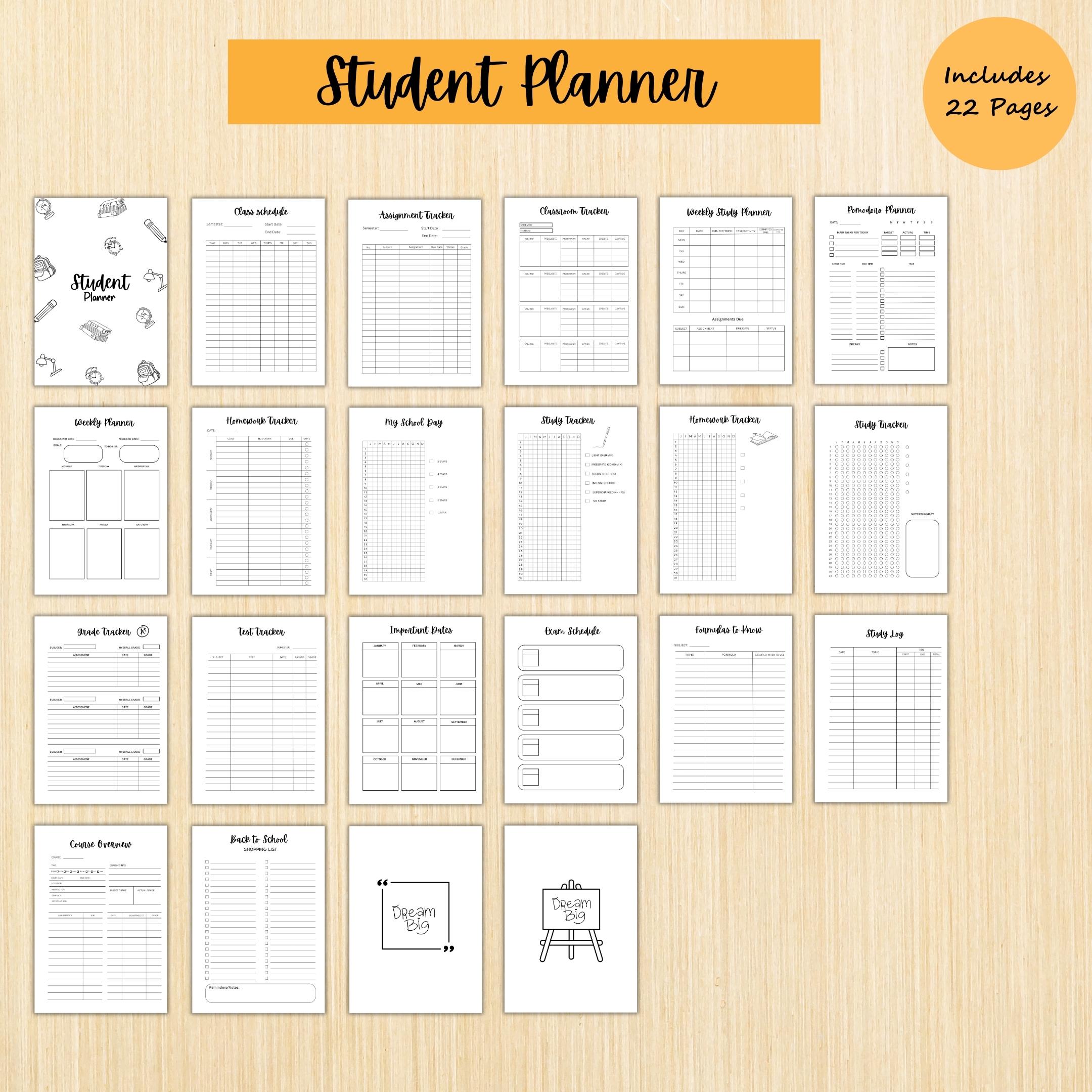 Academic Organizer — Student Planner Bundle, Aesthetic Student Planner, Minimalist Homework, Assignment and... | Bloom Joyfully printable