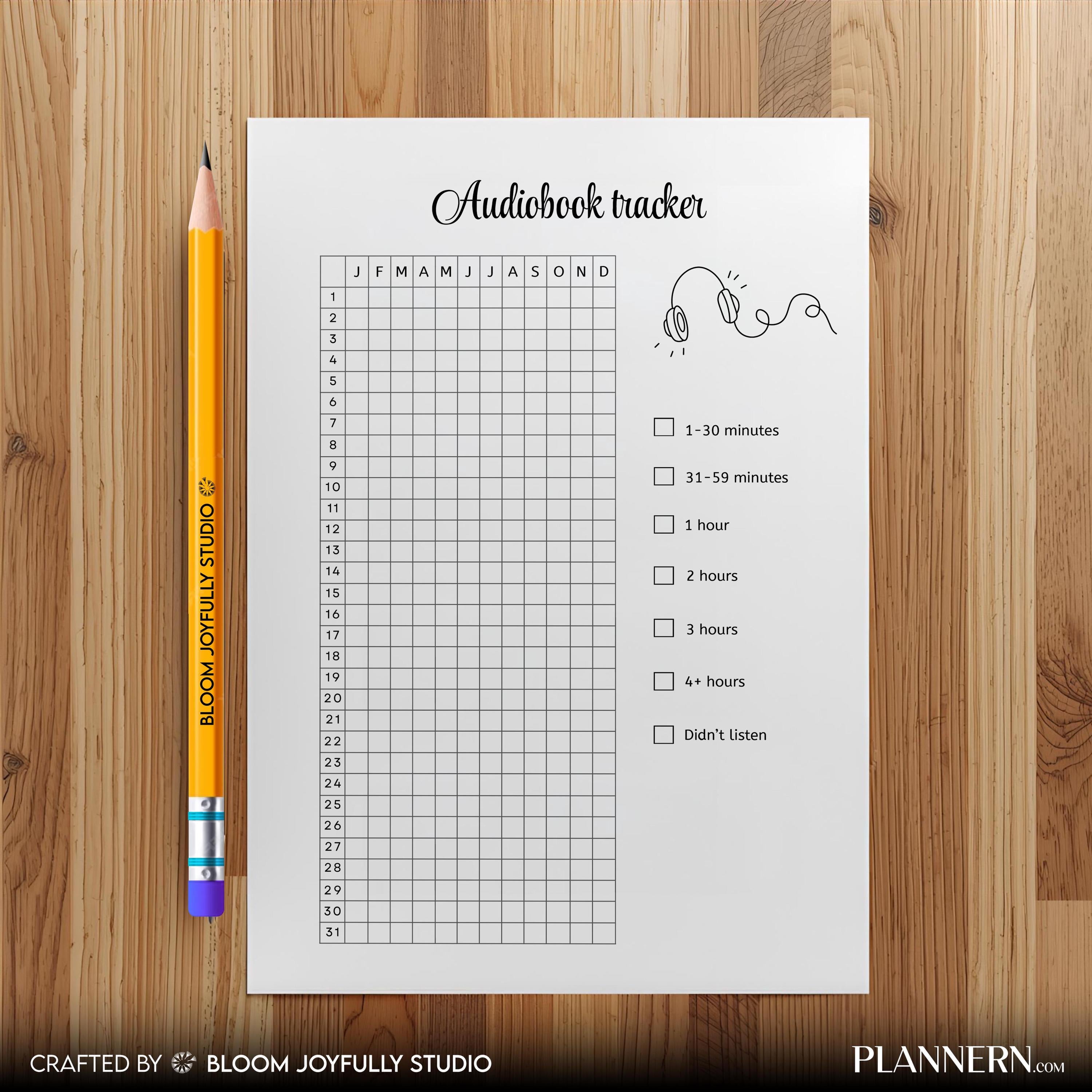 Audiobook Journal — Audiobook Tracker PRINTABLE, Reading Journal, Reading Tracker, Planner Page, Audiobook ... | Bloom Joyfully printable