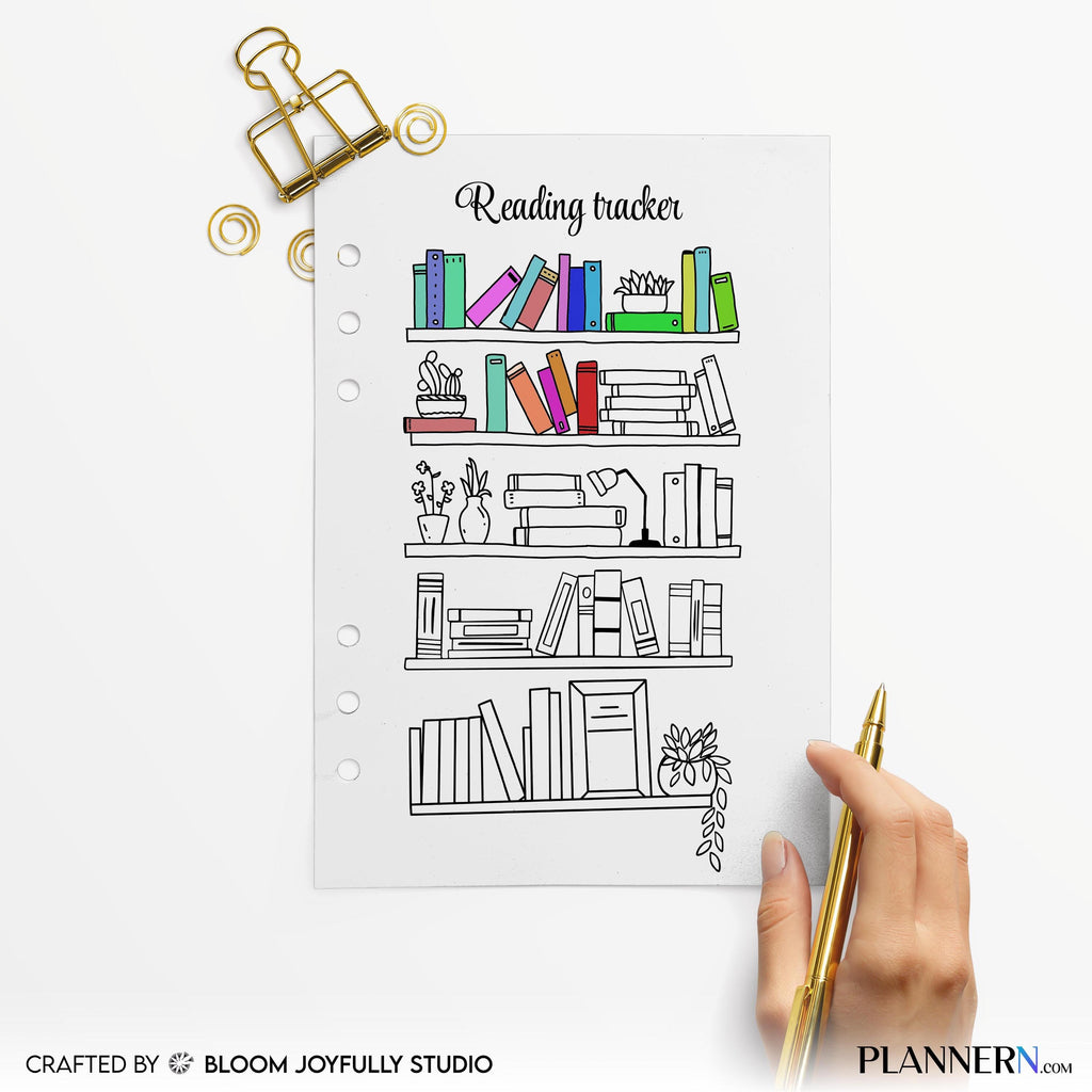 Book Journal — Bookshelf Reading Tracker PRINTABLE, Reading Tracker, Reading Log, Habit Tracker, Book Track... | Bloom Joyfully printable