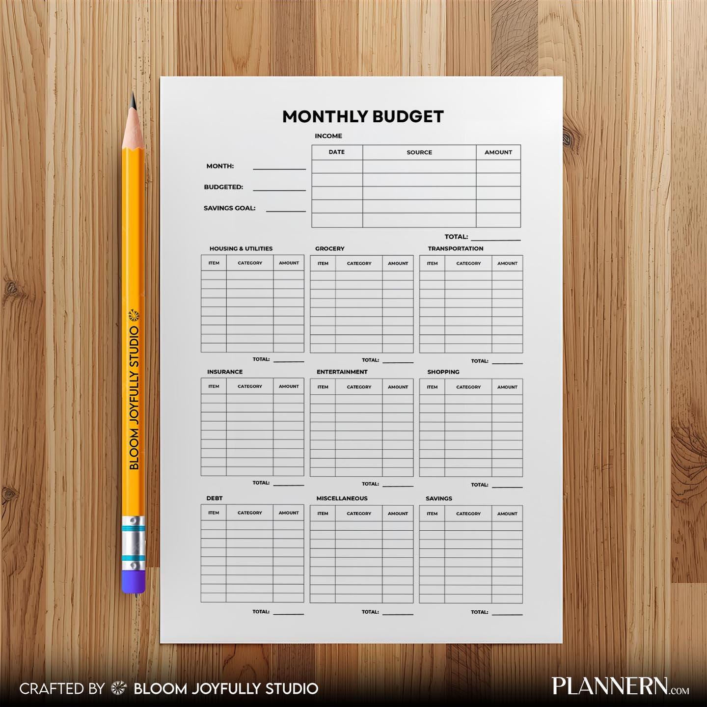 Bills Tracker — Monthly Budget Planner PRINTABLE, Expense Tracker Worksheet, Personal Finance Organizer, In... | Bloom Joyfully printable