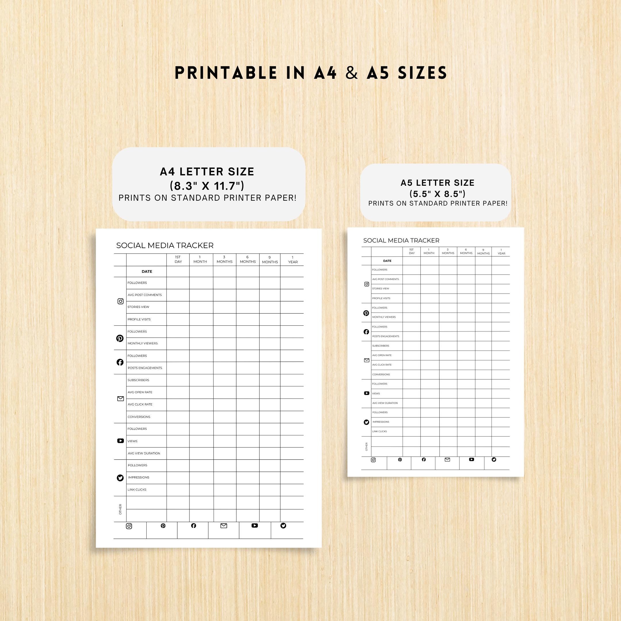 Analytics Tracker — Social Media Content Planner PRINTABLE, Content Planner for Instagram, Youtube, TikTok,... | Bloom Joyfully printable