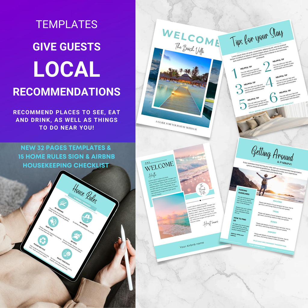 Airbnb Host Binder — Airbnb Host Bundle Welcome Book TEMPLATE, Editable Canva Welcome Guide, Editable Airbn... | Bloom Joyfully printable