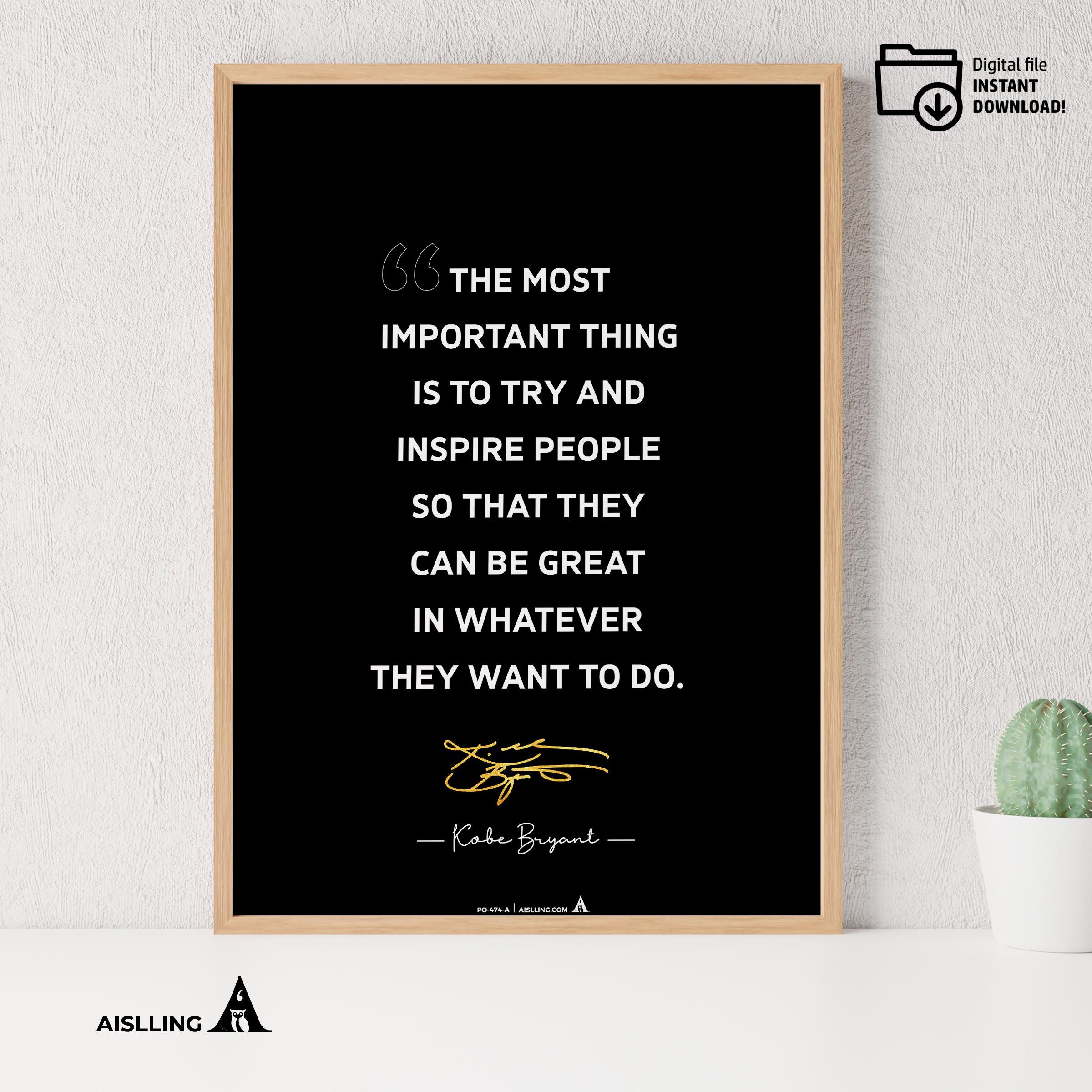 Aislling — Kobe Bryant Quotes, NBA Sports, Printable NBA Poster, Teenager kid basketball gift, NBA poster, ... | Aislling printable