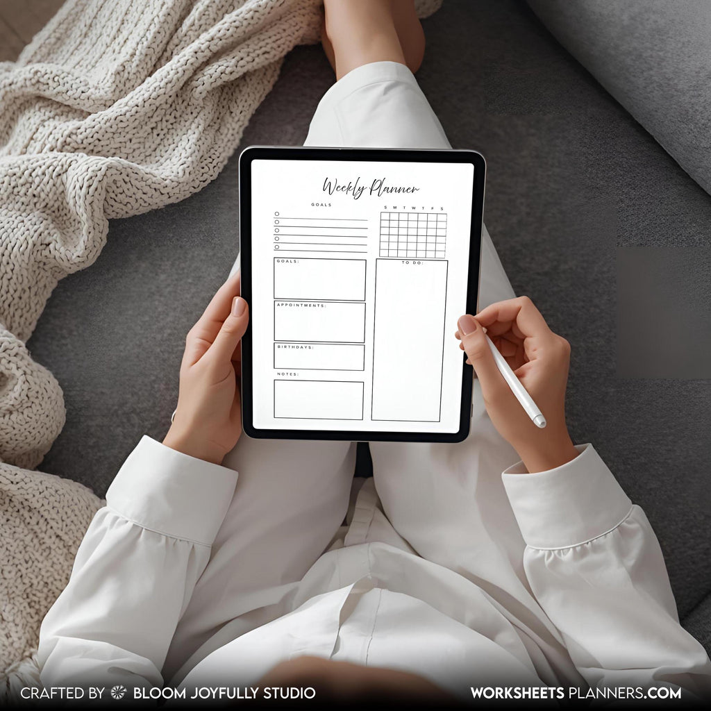 Digital Planner — Minimalist WEEKLY Planner Printable, Weekly To Do List, Weekly Habit Tracker, A4, A5, Let... | Bloom Joyfully printable