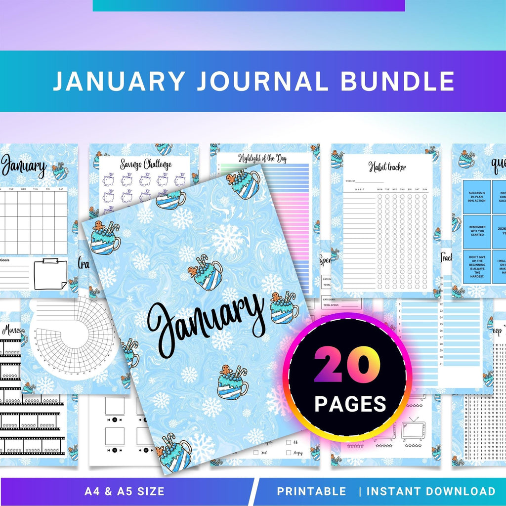 Digital Planner — January Monthly Tracker PRINTABLE, New Year Habit Tracker, Goal and Routine Planner, Inst... | Bloom Joyfully printable