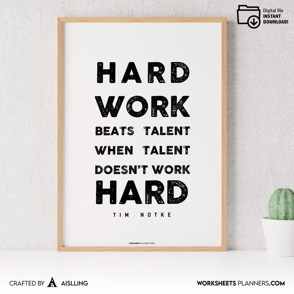 Aislling — Hard work beats Quotes, NBA Sports, Printable NBA Poster, Teenager kid basketball gift, NBA post... | Aislling printable