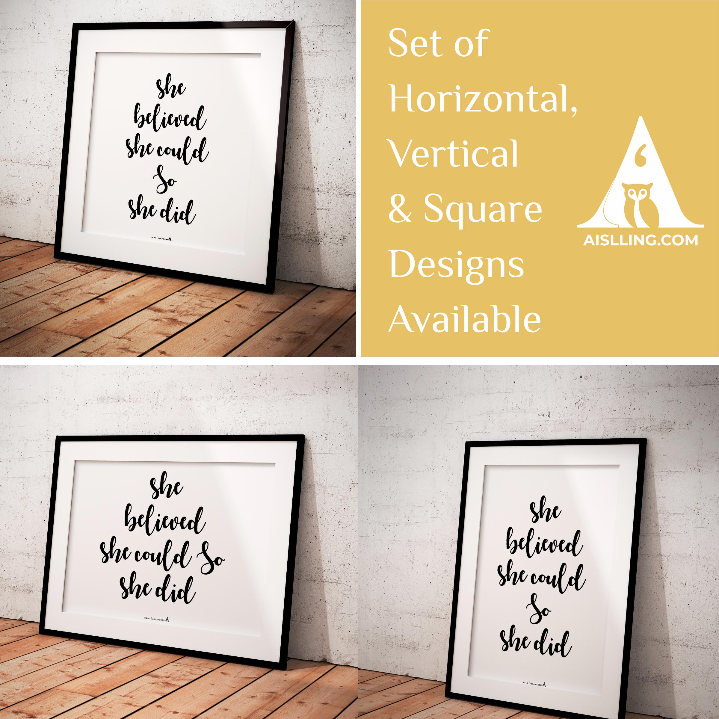 Aislling — She Believed She Could So She Did Print, Inspirational Poster, Motivational Quote Printable Wall... | Aislling printable
