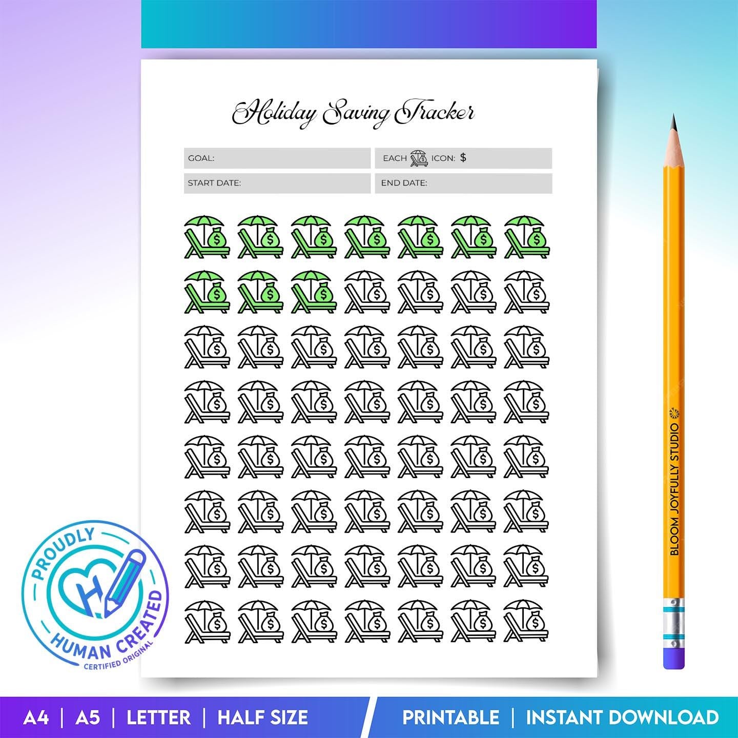 Budget Planner — Holiday Fund Trader PRINTABLE, Holiday Savings Tracker, Vacation Savings Planner, Travel B... | Bloom Joyfully printable
