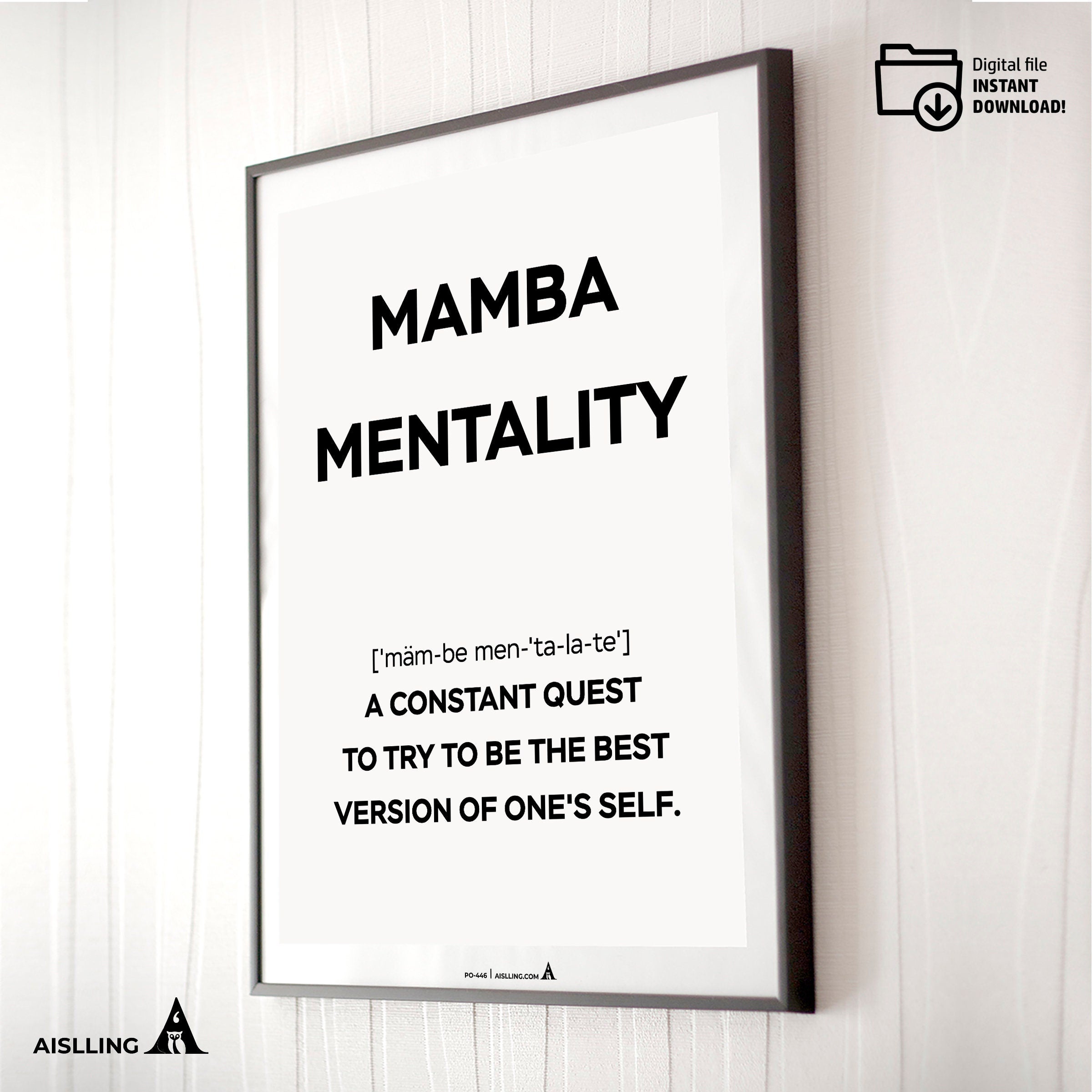Aislling — Mamba Mentality Art Print, Kobe Bryant Inspirational Wall Decor, Motivational Quote Poster, Bask... | Aislling printable