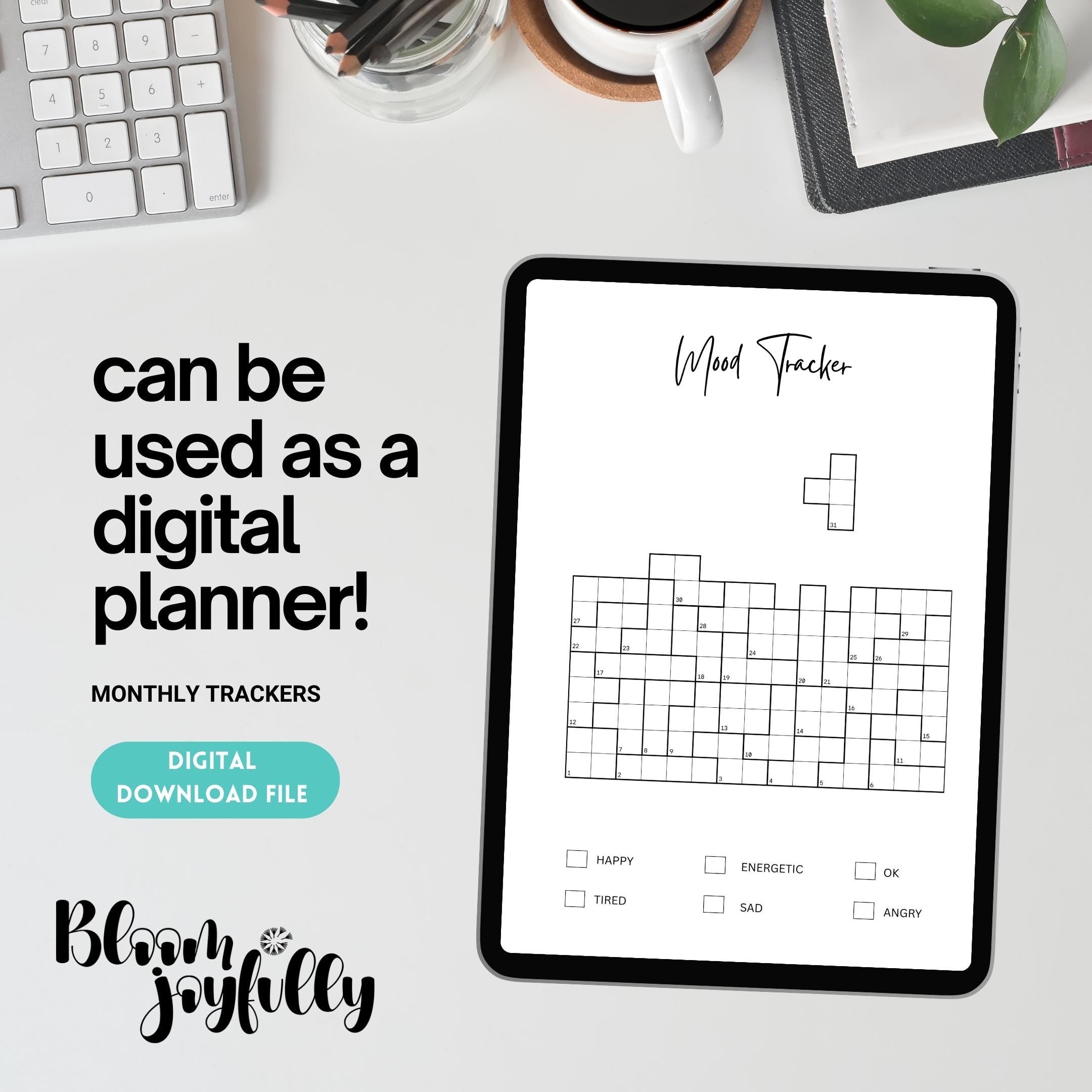 Bullet Journal — MONTHLY Mood Trackers Bundle, Printable Mood Tracker for journal, Monthly, Daily Mood Log,... | Mindfulness printable