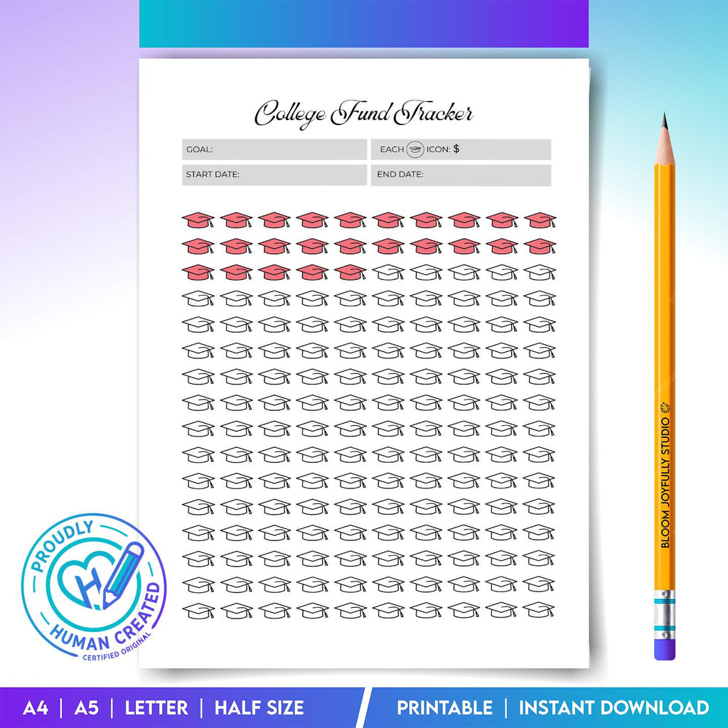 Budget Planner — College Fund Tracker Printable, Savings Goal PDF, College Savings Planner, Education Fund ... | Bloom Joyfully printable