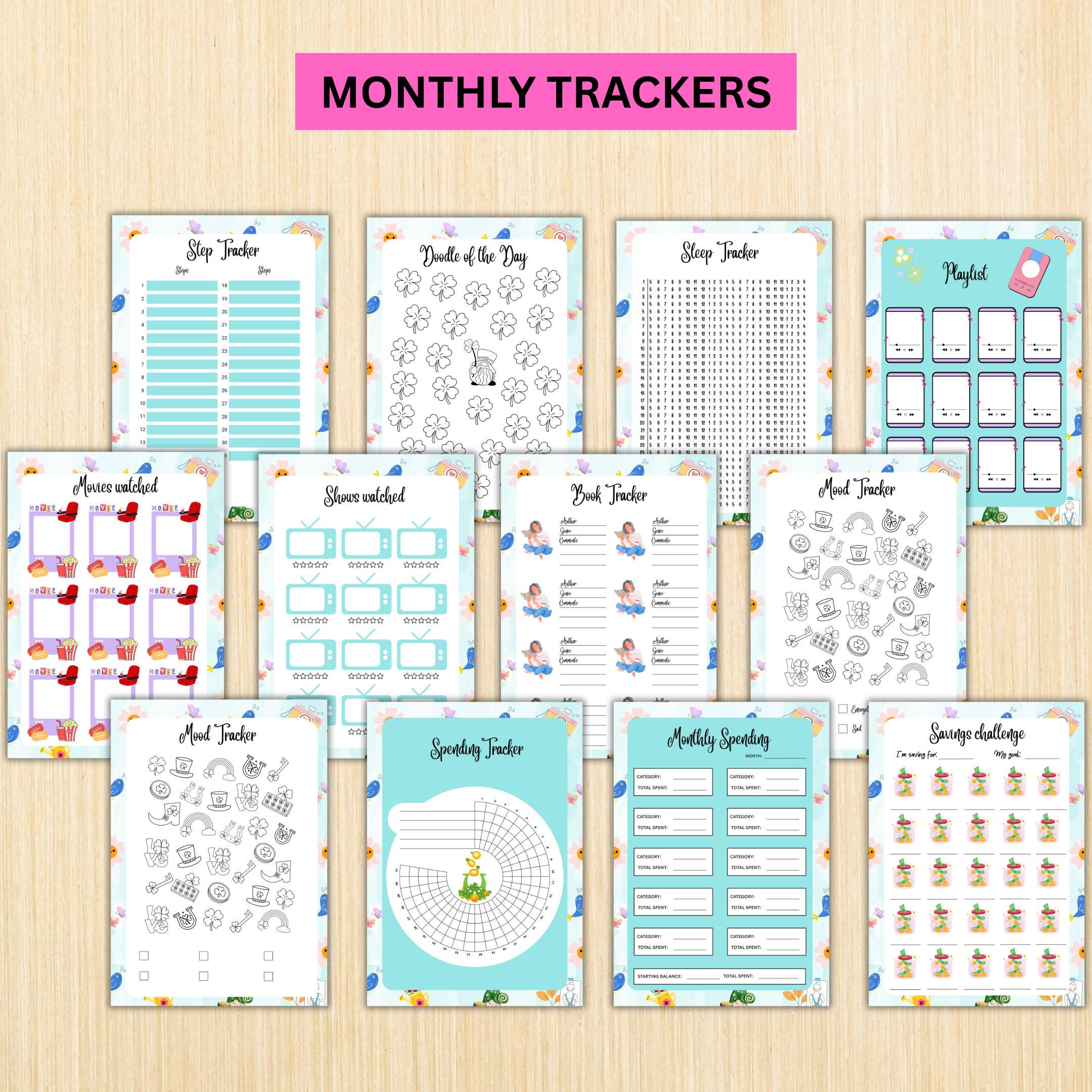 Digital Planner — MARCH Planner Bundle, Habit Tracker, Spring Planner, Mental Health, Gratitude, Mood Track... | Mindfulness printable