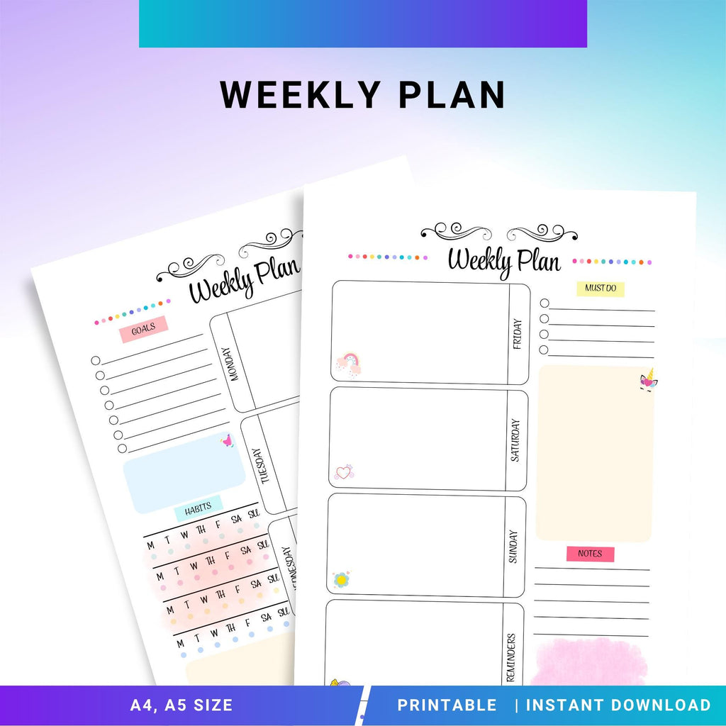 Digital Planner — Weekly Planner Tracker Printable, Weekly Planner, Goal Setting Worksheet, Productivity Pl... | Bloom Joyfully printable