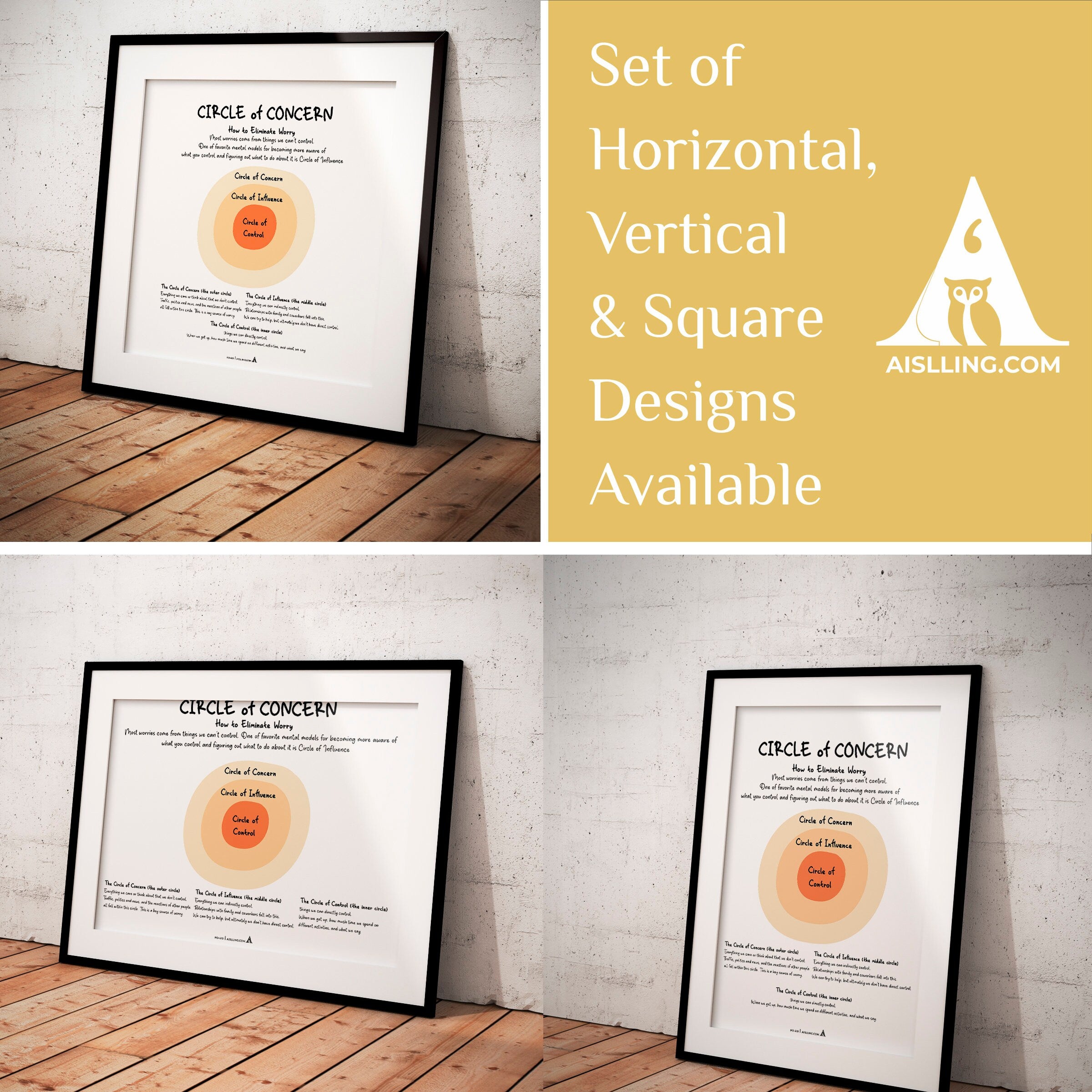 Adhd Worksheets — CIRCLE of CONCERN Poster, Counselor Office Decor, Mental Health Prints, Classroom Decor, ... | Mindfulness printable