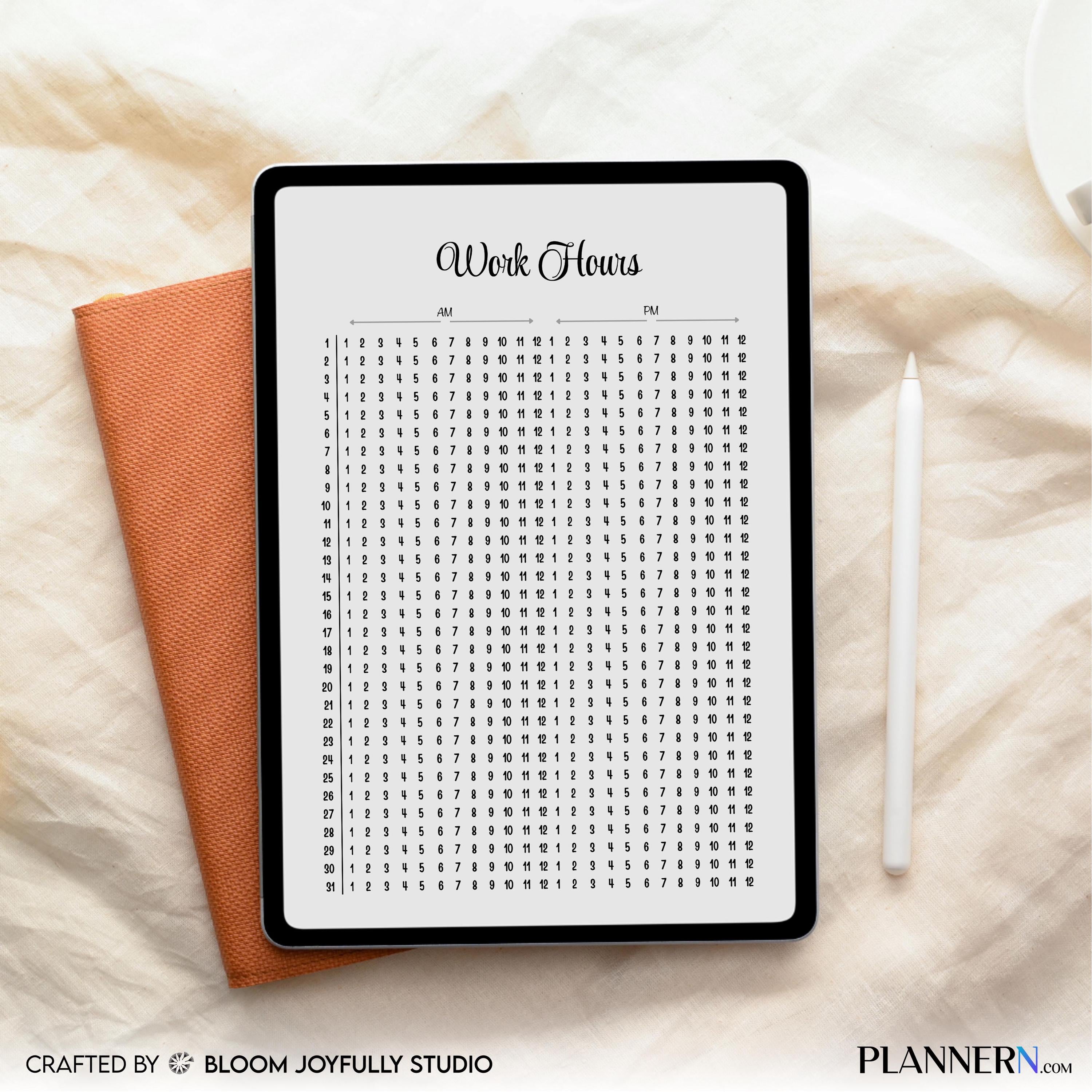Employee Time Sheet — Work Hours Tracker, Work Hours Log, Track Hours and Overtime, Work Time Schedule, PRI... | Bloom Joyfully printable