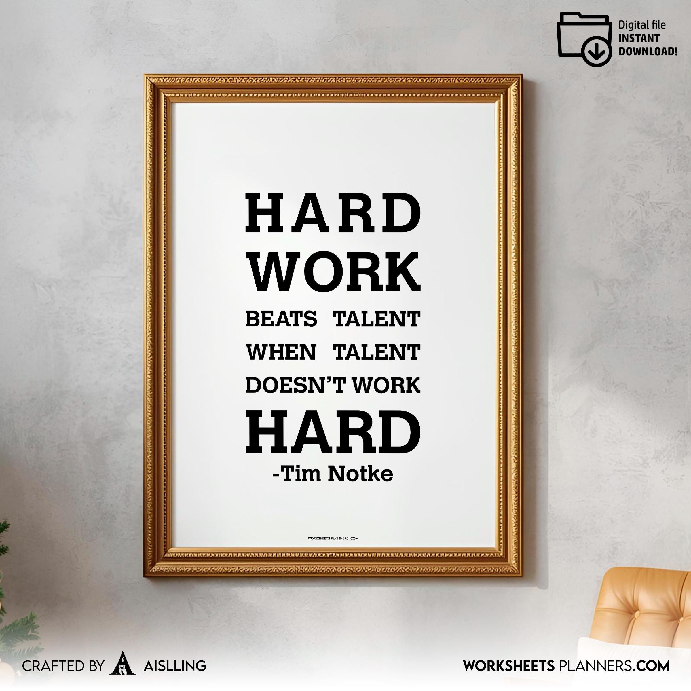 Aislling — Hard work beats Quotes, NBA Sports, Printable NBA Poster, Teenager kid basketball gift, NBA post... | Aislling printable