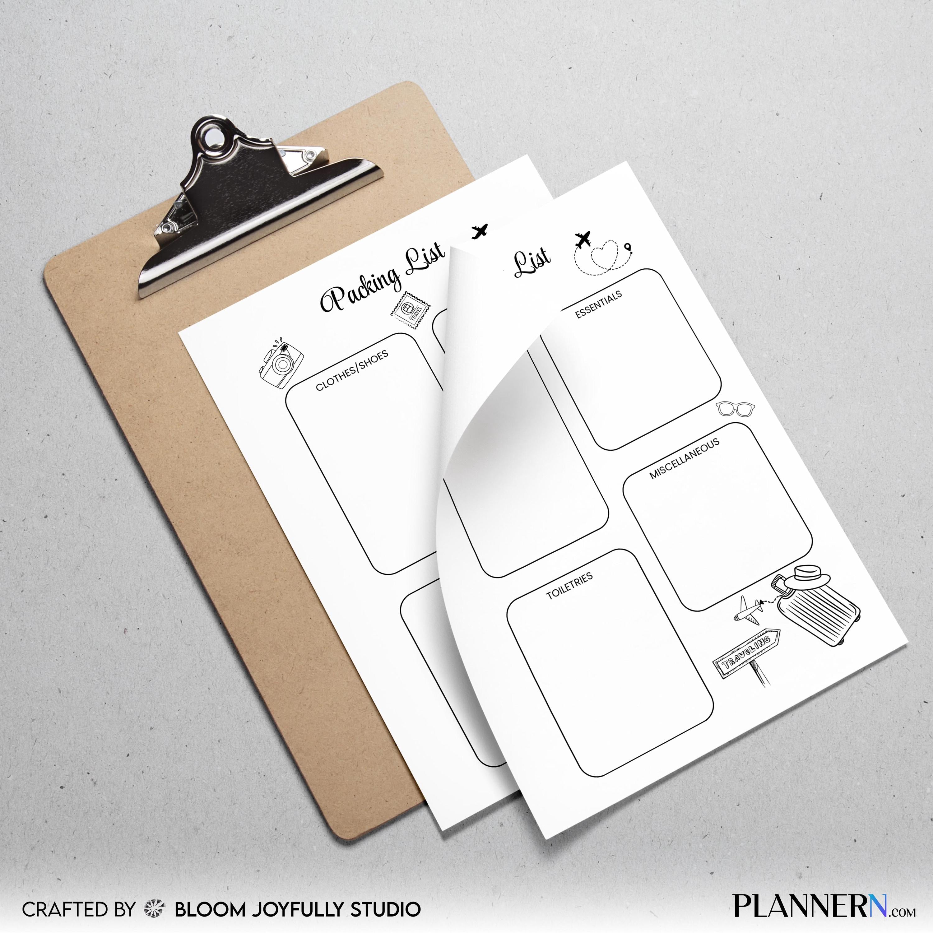 A4 A5 Printable — Travel Packing List PRINTABLE, Vacation Packing Checklist, Minimalist Travel Planner, Tra... | Bloom Joyfully printable
