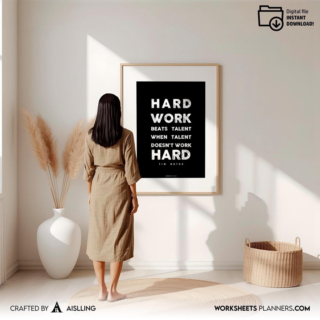 Aislling — Hard work beats Quotes, NBA Sports, Printable NBA Poster, Teenager kid basketball gift, NBA post... | Aislling printable