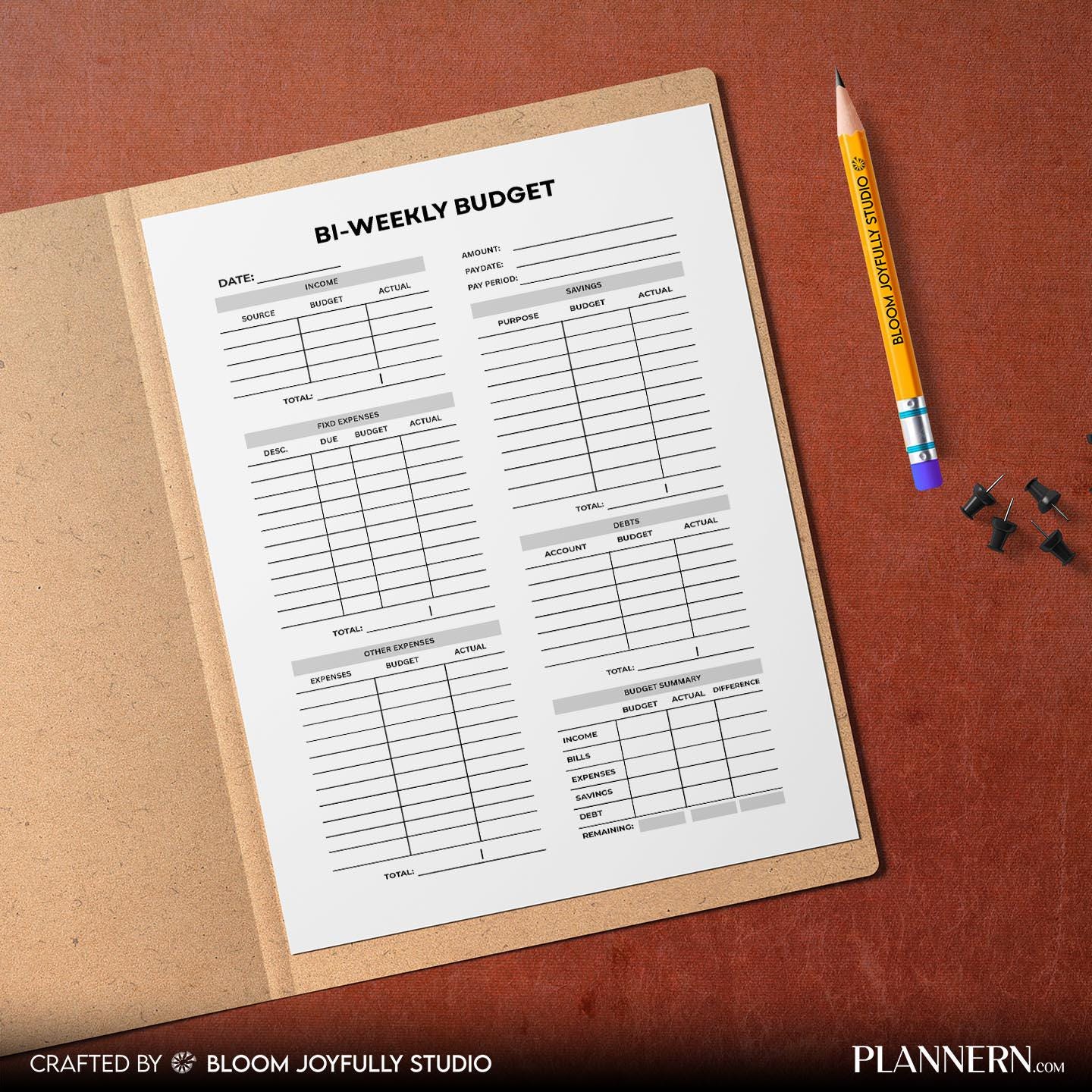 Bills Tracker — Biweekly Budget Planner PRINTABLE, Paycheck Budget Template, Expense Tracker Worksheet, Ins... | Bloom Joyfully printable